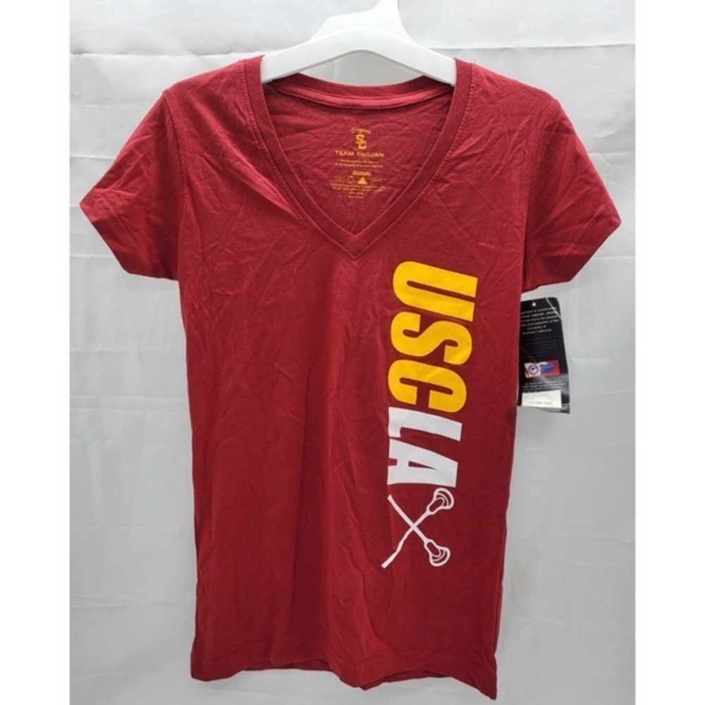 USCLA V-Neck Team Trojan LaCrosse‎ T-Shirt New NOS New Old Stock
